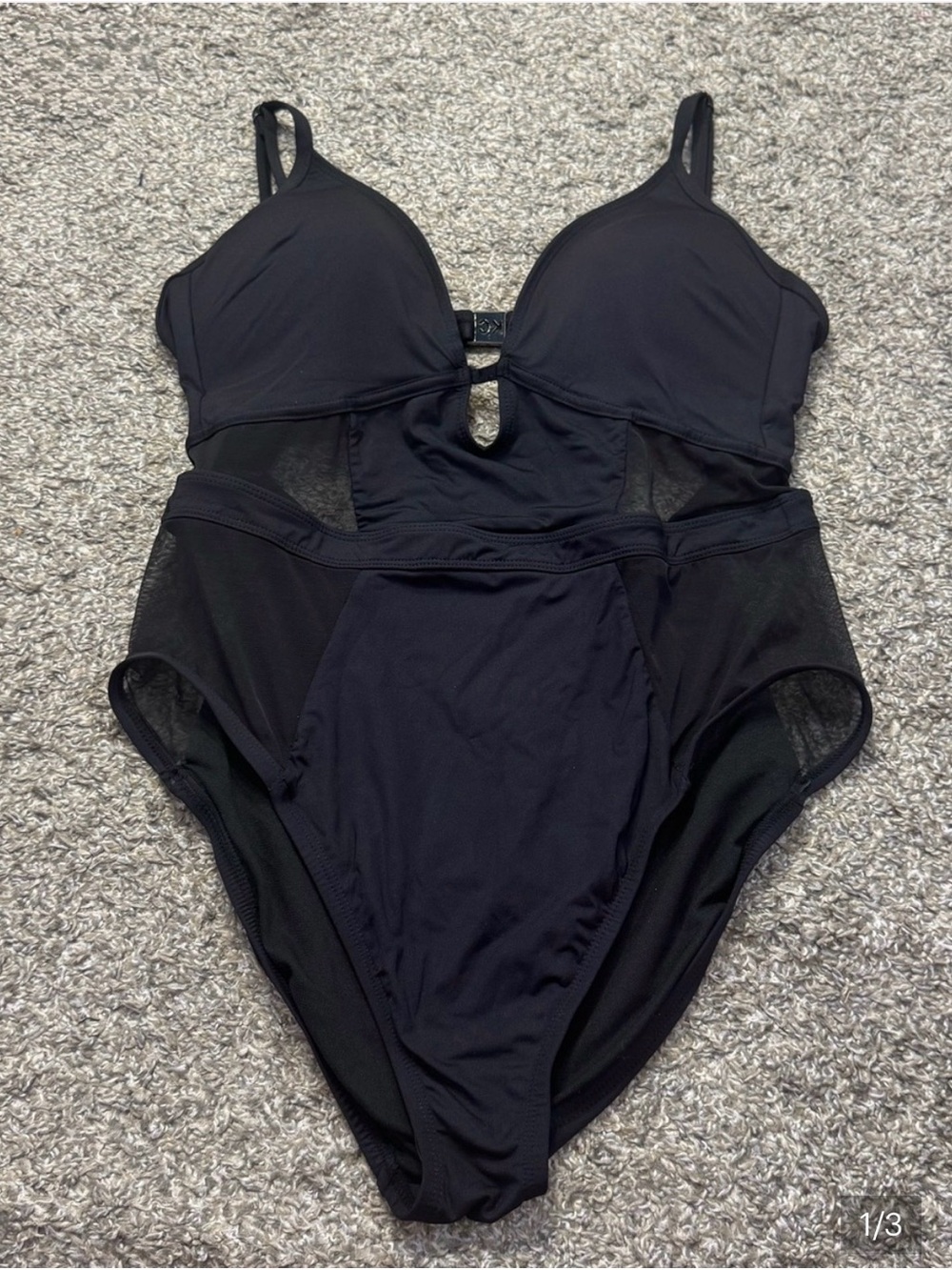 Kenneth Cole NY Black Swimsuit One Size Sheer